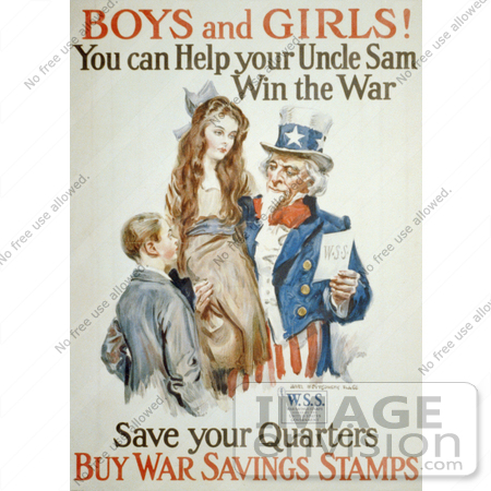 #1861 Uncle Sam With Boy and Girl by JVPD