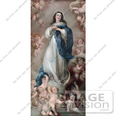 #18611 Photo of Mary as the the Immaculate Conception With Clouds and Cherubs by JVPD