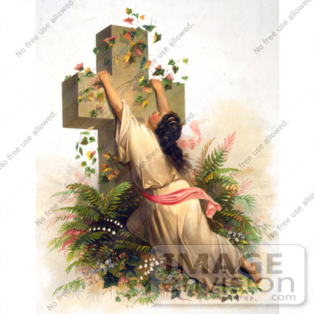 #18621 Photo of a Woman Draped on a Cross Covered With Vines by JVPD