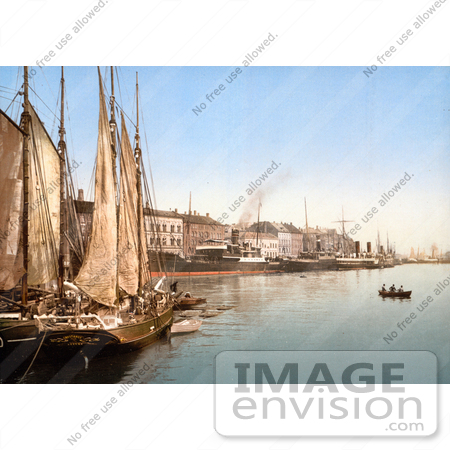 #18632 Photo of Sail Ships in the Harbor, Hafenstrasse, Copenhagen, Denmark by JVPD