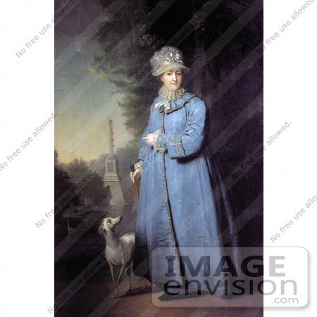 #18666 Photo of Queen Catherine the Great With Her Whippet Dog in the Garden of Tsarskoye Selo by JVPD