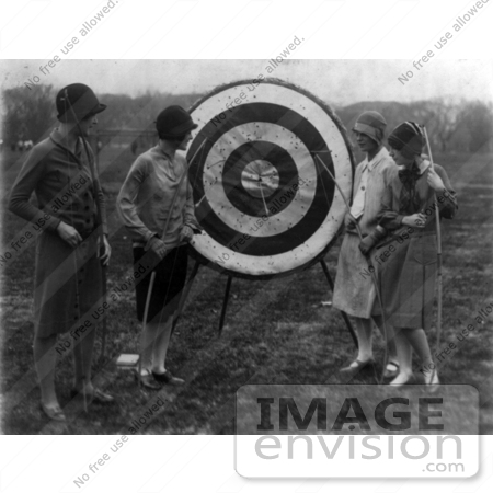 #18698 Photo of Women Shooting Arrows at a Target in 1926 by JVPD
