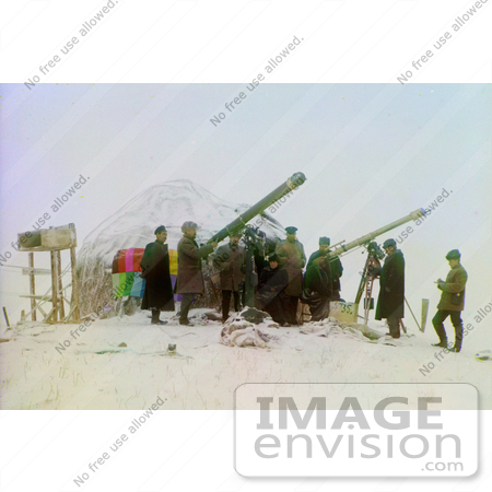 #18780 Photo of Men in the Snow With Telescopes Watching a Solar Eclipse by JVPD