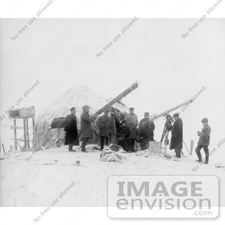 #18781 Photo of Men in the Snow With Telescopes Watching a Solar Eclipse by JVPD