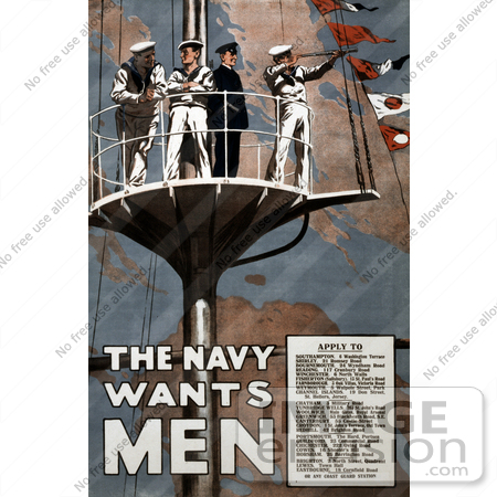 #18786 Photo of The Navy Wants Men, Sailors in a Crow’s Nest by JVPD