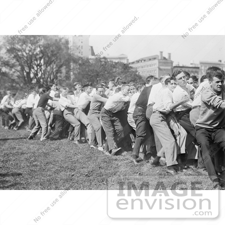 #18808 Photo of Young College Men Playing Tug of War at Columbia University by JVPD