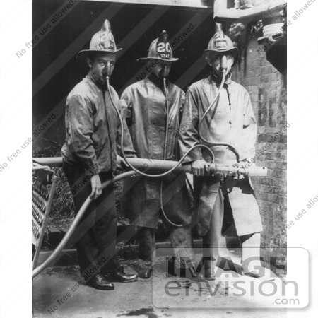 #18818 Photo of Three Firemen Wearing Smoke Masks by JVPD