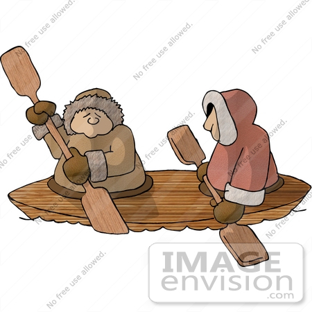 #18847 Two Eskimos in a Kayak Clipart by DJArt