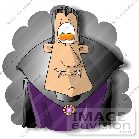 #18851 Male Vampire With Pumpkins in His Eyes on Halloween Clipart by DJArt