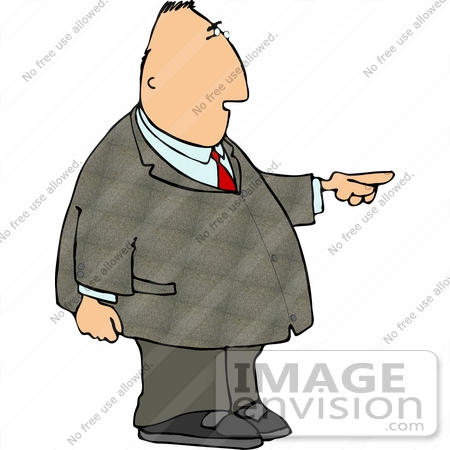 #18853 Chubby Business Man Pointing to the Right Clipart by DJArt