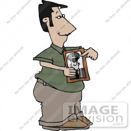 #18881 Proud Military Dad Holding a Picture of His Soldier Son Clipart by DJArt