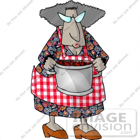 #18903 African American Granny Holding a Pot of Berries Clipart by DJArt