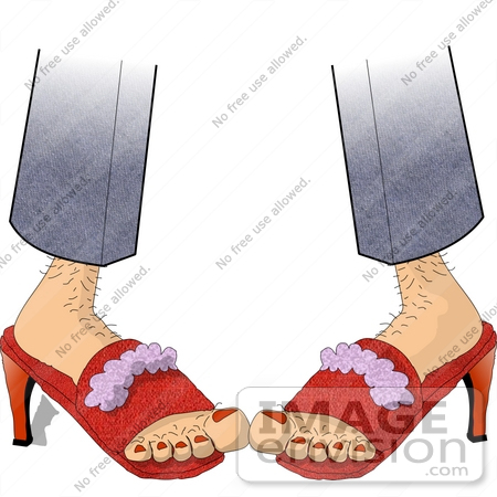 #18913 Person With Hairy Legs and Toes Wearing Red High Heels Clipart by DJArt