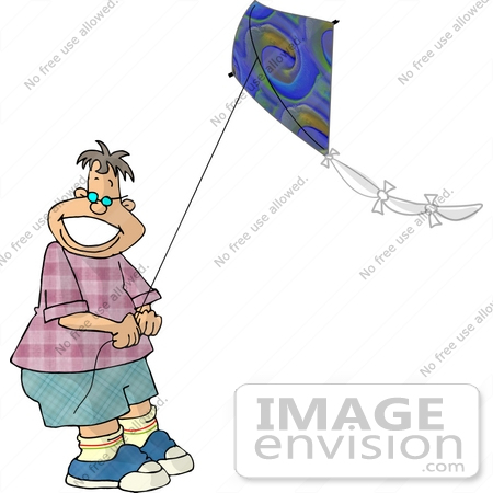 #18918 Little Boy Flying a Kite Clipart by DJArt