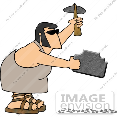 #18955 Man Using a Sledgehammer to Shape a Rock Clipart by DJArt