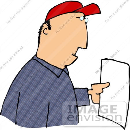 #18968 Caucasian Man Holding a Blank Piece of White Paper Clipart by DJArt