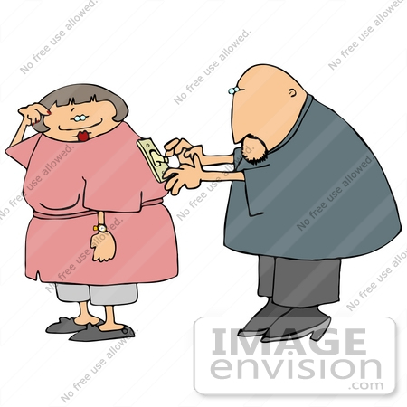 #18973 Man Attempting to Turn His Wife on by Using the Switch on Her Back Clipart by DJArt