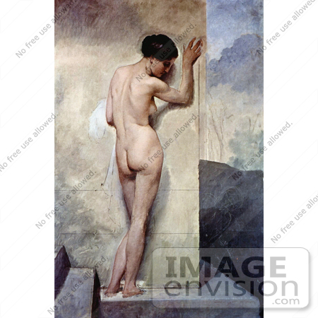#19002 Photo of a Nude Woman From Behind, Against a Stone Wall by Francesco Hayez by JVPD