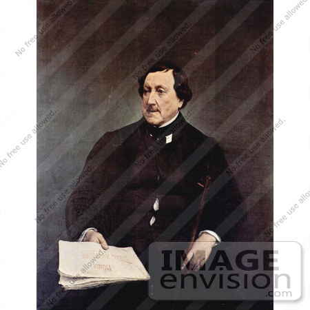 #19034 Photo of Gioachino Antonio Rossini Seated With Sheet Music by JVPD