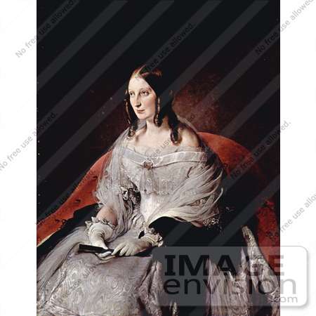 #19042 Photo of the Princess of Sant Antimo in a Gown and Gloves, Holding a Closed Fan, by Francesco Hayez by JVPD