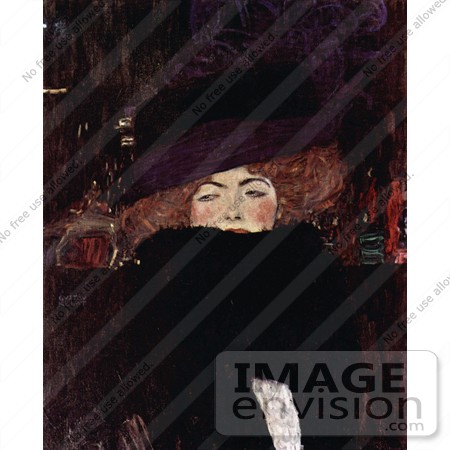 #19057 Photo of a Red Haired Woman Wearing a Hat by Gustav Klimt by JVPD
