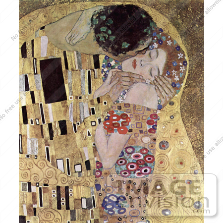 #19058 Photo of a Closeup Detail of a Man Kissing a Woman on the Cheek, The Kiss by Gustav Klimt by JVPD