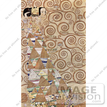 #19066 Photo of a Woman Surrounded by Triangles and Spirals, Wait by Gustav Klimt by JVPD