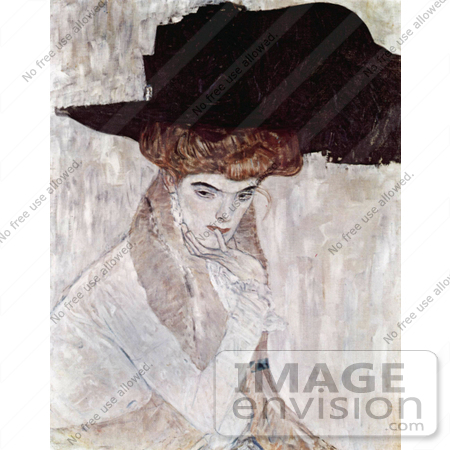 #19083 Photo of a Woman Wearing a Black Plumed Hat by Gustav Klimt by JVPD