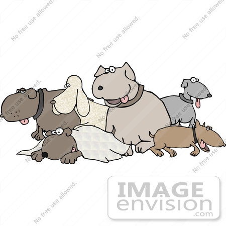 #19085 Group of Dogs at a Dog Park Clipart by DJArt