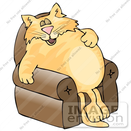 #19089 Fat Orange Cat Sleeping in a Lazy Chair Clipart by DJArt