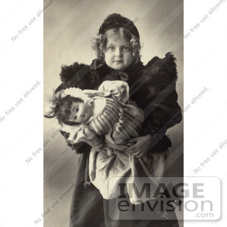 #19101 Photo of a Little Girl Holding Her Doll Toy, 1898 by JVPD