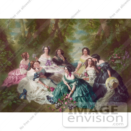 #19112 Group of Women in Gowns, Sitting in the Woods by JVPD