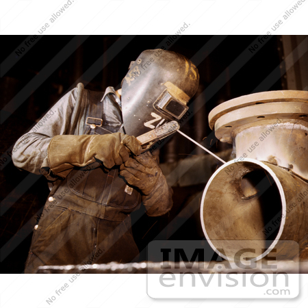 #19159 Photo of a Welder Making Boilers for a Ship at Combustion Engineering Co, 1942 by JVPD