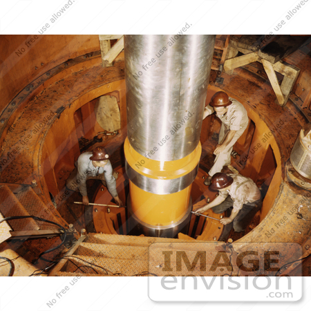 #19189 Photo of Workers Checking the Alignment of a Turbine Shaft at Watts Bar Dam by JVPD