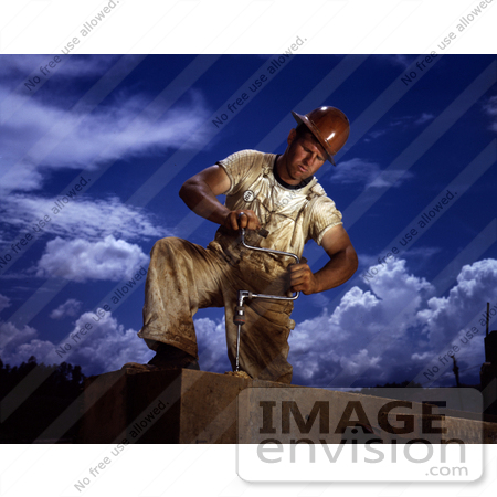 #19191 Photo of a Male Carpenter in a Hardhat, Working on the Douglas Dam, 1942 by JVPD