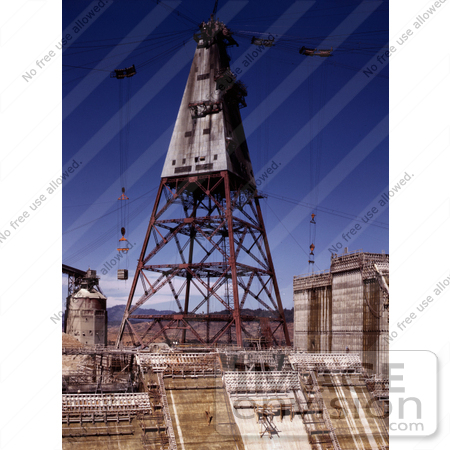 #19195 Photo of a Construction Tower at the Shasta Dam, Redding, California, 1942 by JVPD