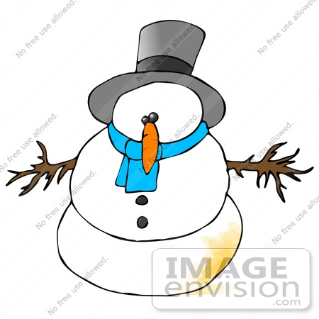 #1922 Clipart Ilustration of a Snowman With Urine on it by DJArt