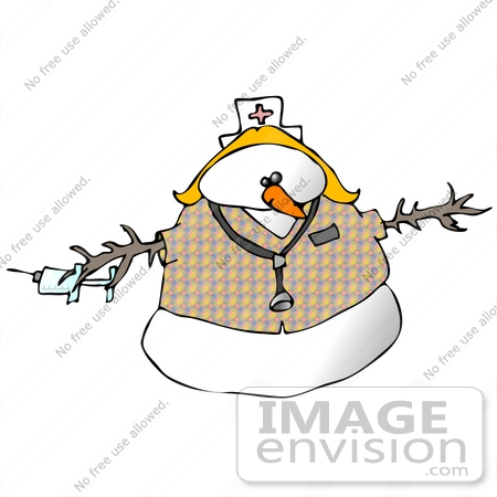 #1924 Clipart Ilustration of a Nurse Snow Woman Wearing a Hat and Stethoscope by DJArt