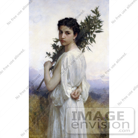 #19274 Photo of a Young Woman Holding a Laurel Branch, by William-Adolphe Bouguereau by JVPD