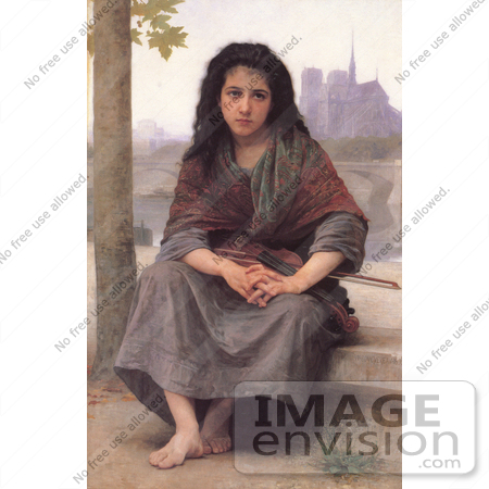 #19281 Photo of a Girl With a Violin, the Bohemian by William-Adolphe Bouguereau by JVPD