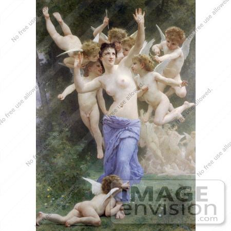 #19289 Photo of a Nude Woman Surrounded by Cherubs and Cupids With Arrows, The Invasion by William-Adolphe Bouguereau by JVPD