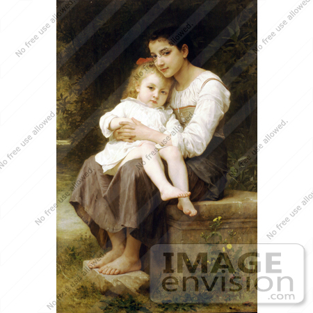 #19294 Photo of a Girl Holding Her Little Sister, Big Sis by William-Adolphe Bouguereau by JVPD