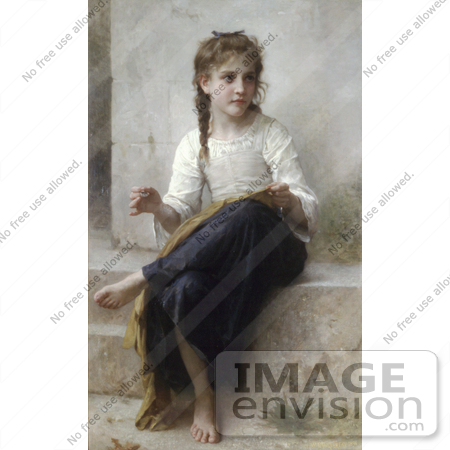 #19297 Photo of a Little Girl Sewing by William-Adolphe Bouguereau by JVPD
