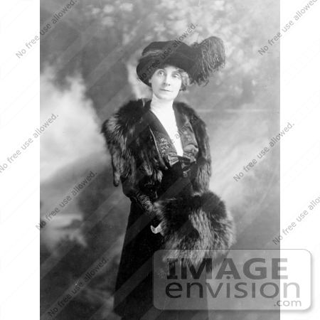 #19320 Photo of a Woman, Florence H. Marshall, Wearing a Plumed Hat and a Fur Muff by JVPD