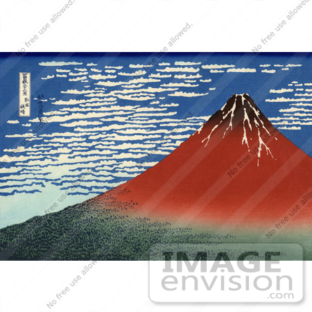 #19326 Photo of Mount Fuji in Clear Weather, Red Fuji, by Katsushika Hokusai by JVPD