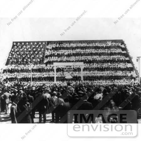 #19333 Photo of School Students in Bleachers, Forming the American Flag in 1910 by JVPD