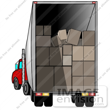 #19354 Boxes Stacked in a Delivery Truck Clipart by DJArt