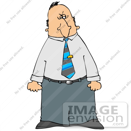 #19382 Mad Business Man Holding His Clenched Fists at His Side Clipart by DJArt