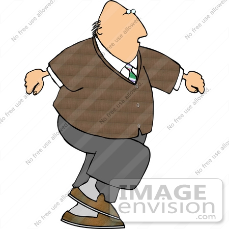 #19400 Middle Aged Caucasian Man Walking Clipart by DJArt