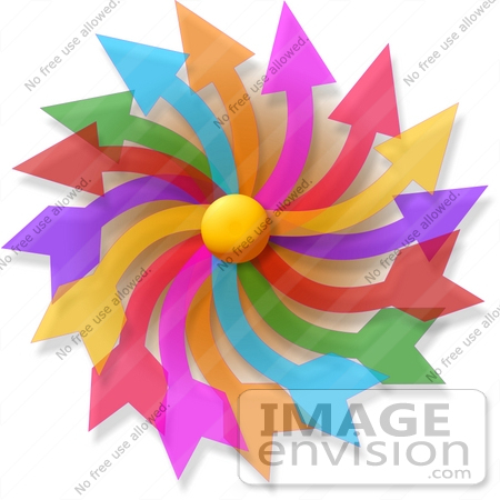 #19409 Colorful Confused Arrows Forming a Spinning Pinwheel Clipart by DJArt